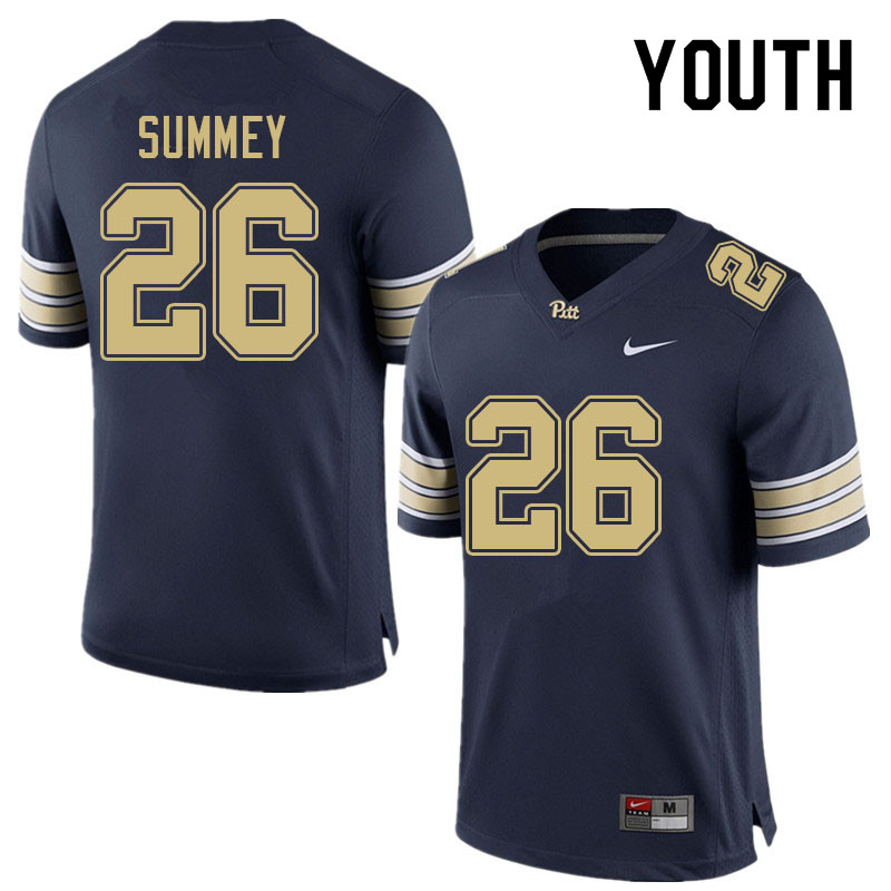 Youth #26 Anthony Summey Pitt Panthers College Football Jerseys Sale-Navy